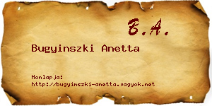 Bugyinszki Anetta névjegykártya